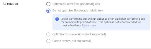 Advertisers have long been dissatisfied with Google's misleading settings for ad rotation.